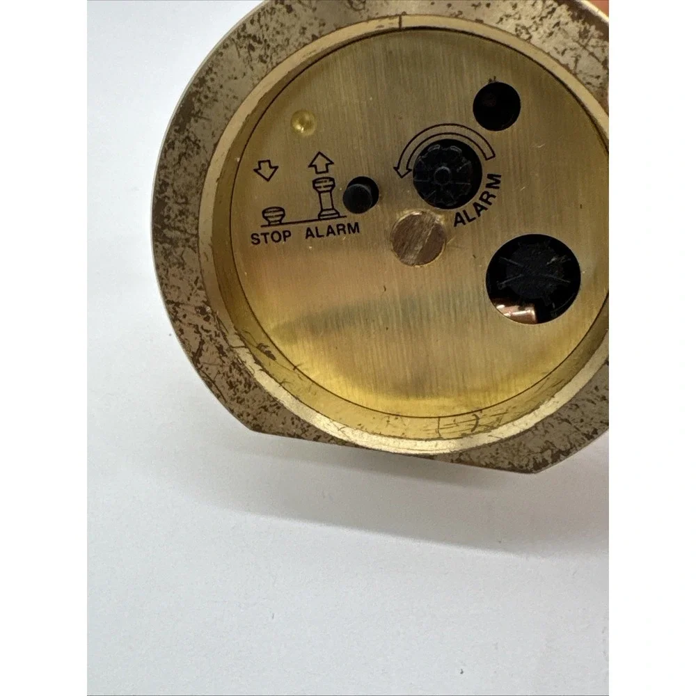 Staiger Brass Desk Clock Mechanical Wind-Up Saudi Arabia Al Yamamah Emblem Works